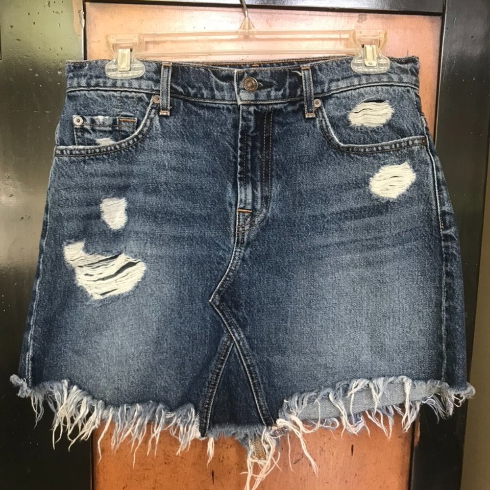 7 for all Mankind sz 27 Frayed Ripped Skirt